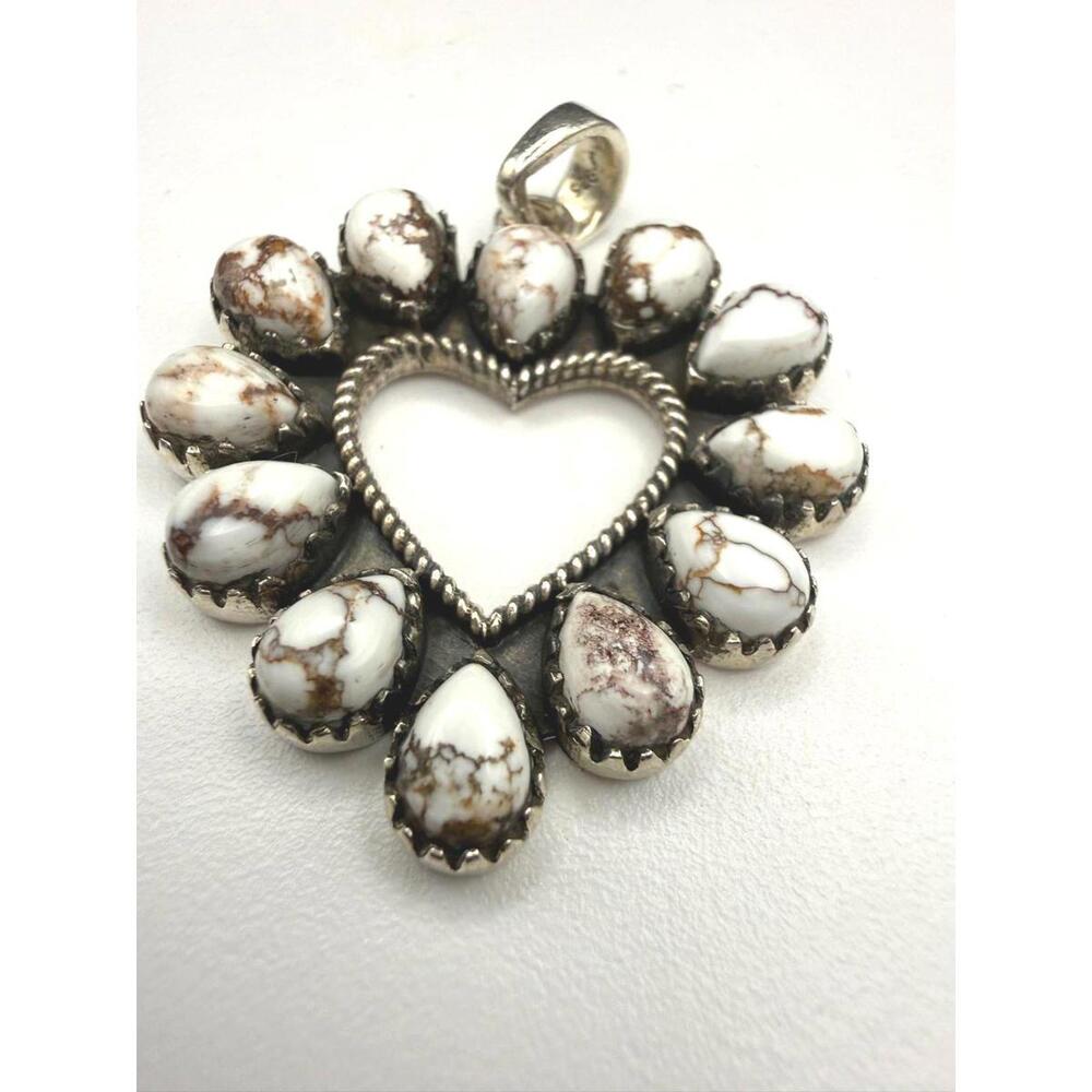 Artisan Wild Horse Magnesite Heart Pendant – Sterling Silver 925